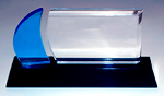 Sailing trophy, black base with vibrant blue acrylic sail